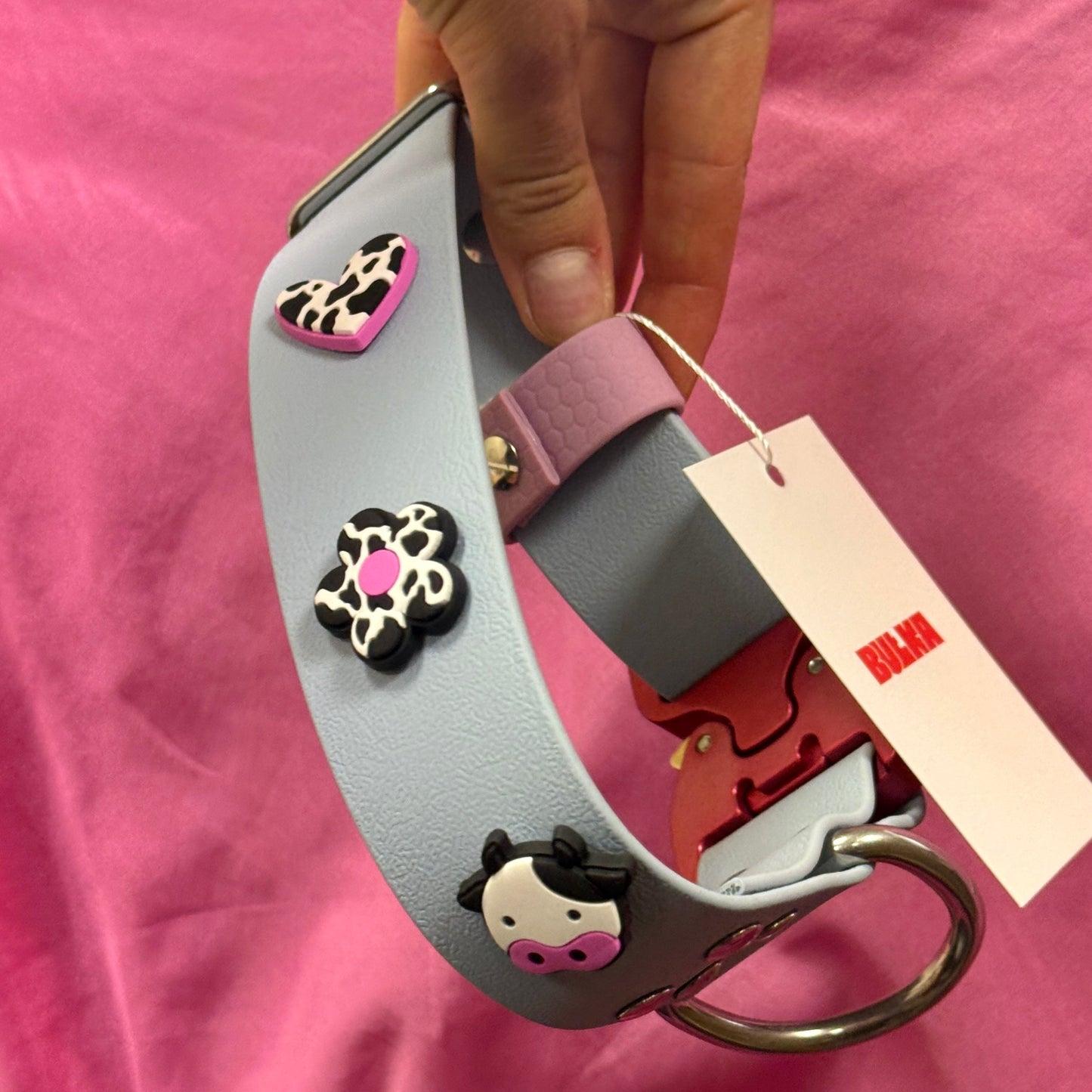 Personalizowana obrożą Biothane 38mm z oryginalną klamrą Cobra i pinami