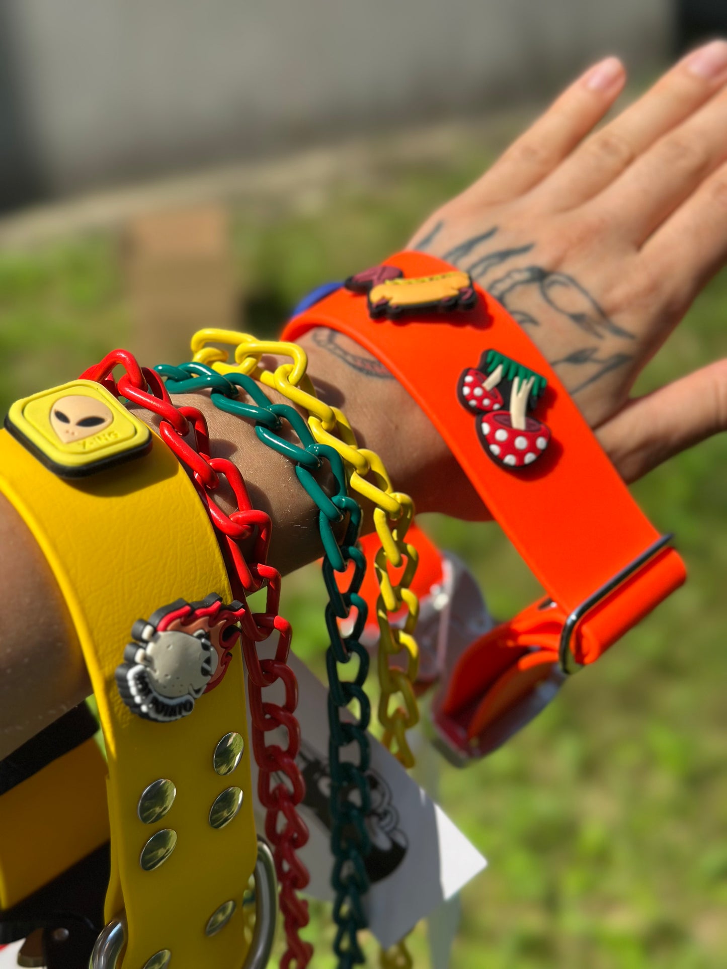 Personalizowana obrożą Biothane 38mm z oryginalną klamrą Cobra i pinami