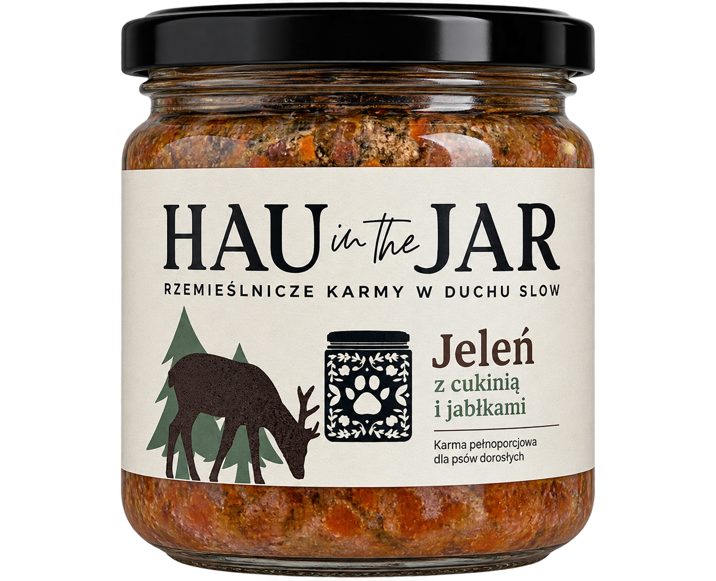 Hau in the Jar – Jeleń z cukinią i jabłkami 350g