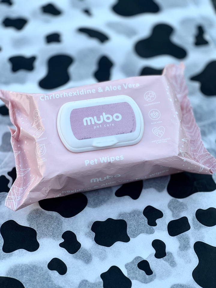 MUBO Chusteczki Mokre dla Zwierząt – Chlorhexidine & Aloe Vera (40 szt.)