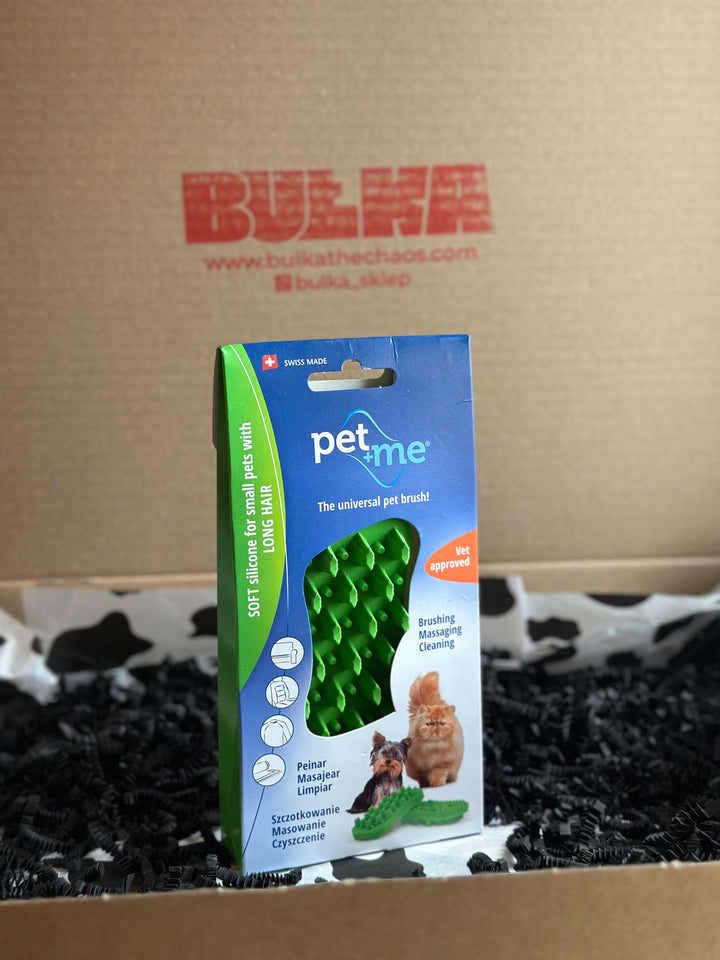 Pet+Me – Silikonowa Szczotka dla Psów z Długą Sierścią (zielona)