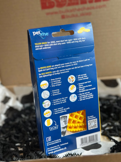Pet+Me – Silikonowa Szczotka dla Większych Psów z Krótką lub Jedwabistą Długą Sierścią (żółta)