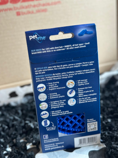 Pet+Me – Silikonowa Szczotka dla Małych Zwierząt z Krótką Sierścią (niebieska)