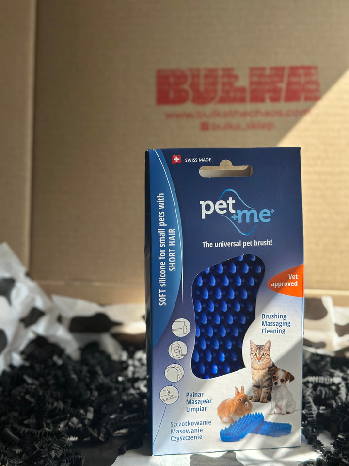 Pet+Me – Silikonowa Szczotka dla Małych Zwierząt z Krótką Sierścią (niebieska)