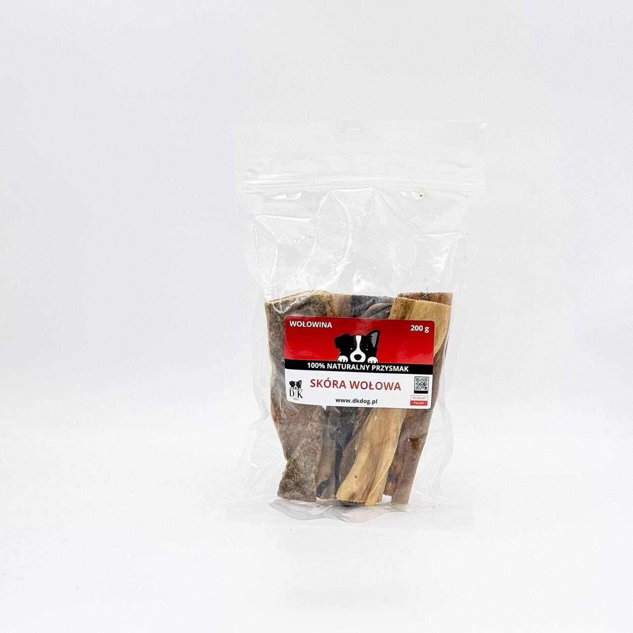 Skóra Wołowa DK Dog 200g – naturalny gryzak dla psa, opakowanie