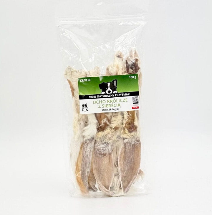 Ucho Królicze z Sierścią DK Dog 100g – opakowanie